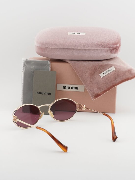 Miu Miu MU52YS 5AK20Y Oval Sunglasses – Gold\\Dark Violet main image 3